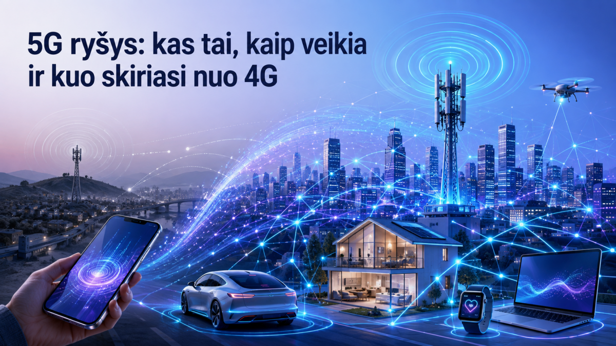 5G ryšys: kas tai, kaip veikia ir kuo skiriasi nuo 4G?