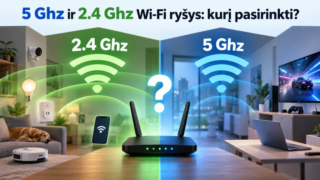 5 Ghz ir 2.4 Ghz „Wi-Fi“ ryšys