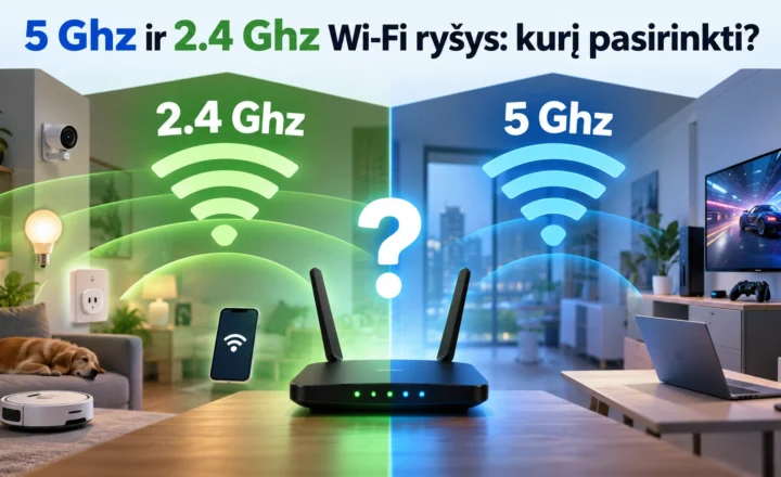 5 Ghz ir 2.4 Ghz „Wi-Fi“ ryšys